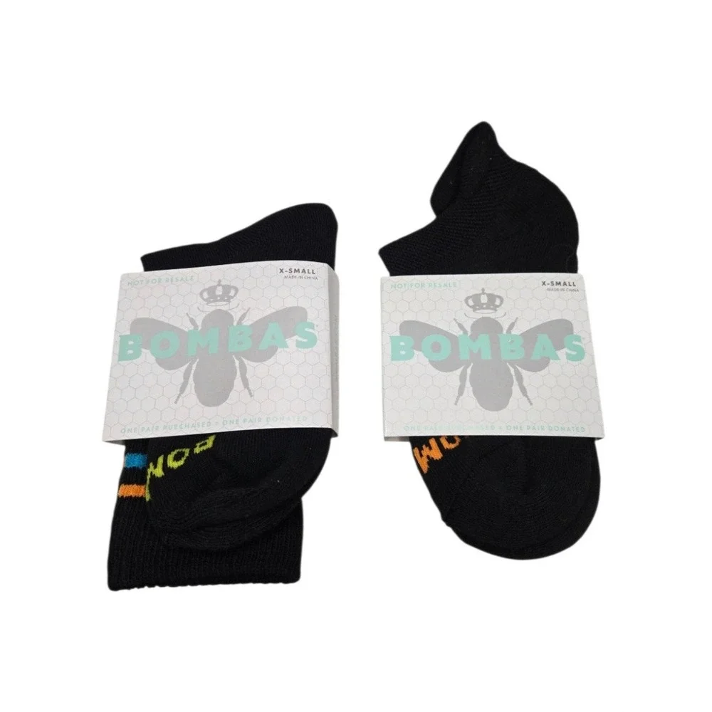 Bombas Socks NWT Lot 2 Pair XS Unisex Crew & Ankle Black Antimicrobial